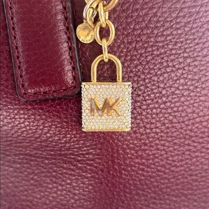 LIKE NEW Michael Kors Burgundy Satchel with Gold Embellishments